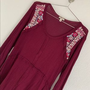Eyeshadow Embroidered Tunic Asymmetrical Hem